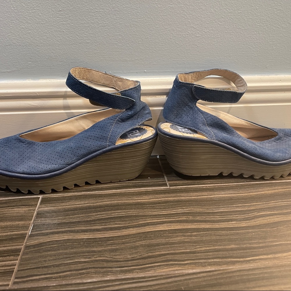 Fly London Yala Navy Perforated Wedge